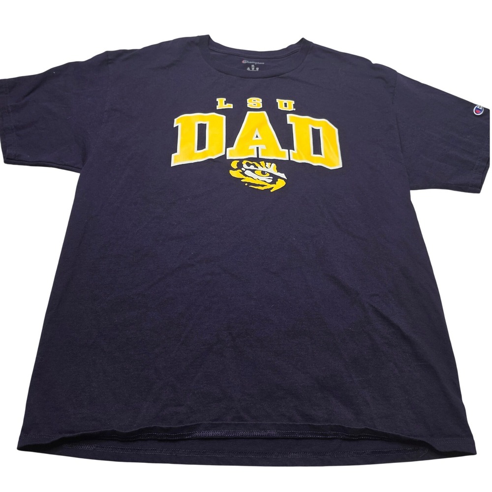 Champion LSU Dad T Shirt Mens XL Purple Short Sleeve Louisiana State Tigers NCAA
